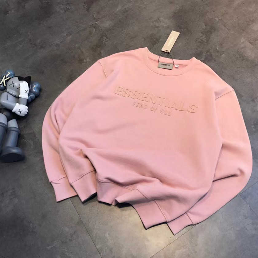 

42qt Men's and Women's Hoodies Sweatshirts 2022 Fashion North American High Street Brand Essential Dirty Pink Autumn Winter Silicone Letter Round Neck Lovers Trend