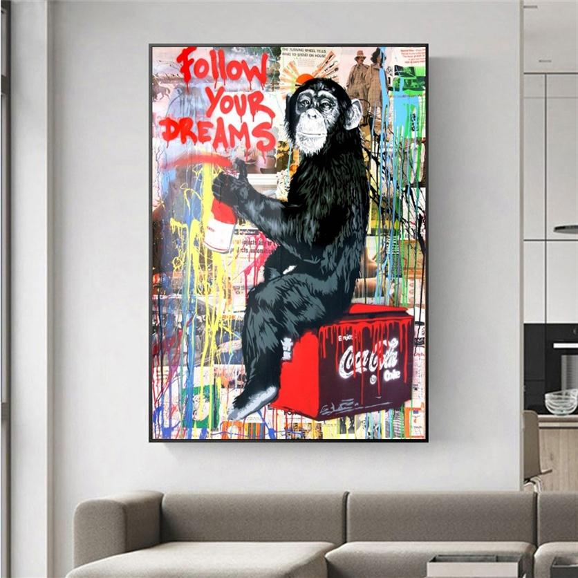 

Street Wall Art Banksy Graffiti Canvas Paintings Home Decor Decoration Handpainted & HD Print Oil Paintings On Canvas Wall Art Pictures246U