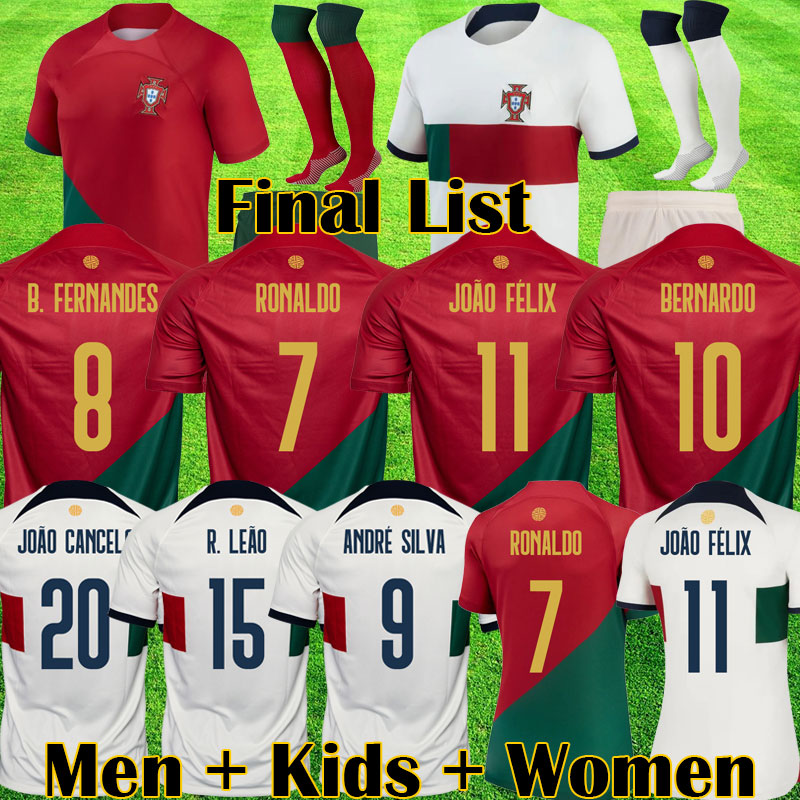 

2022 Portugal Soccer Jerseys World Cup JOAO FELIX RUBEN NEVES Portuguese football shirt BERNARDO BRUNO FERNANDES R. LEAO camisa de futebol men kids women kits 03082, Home