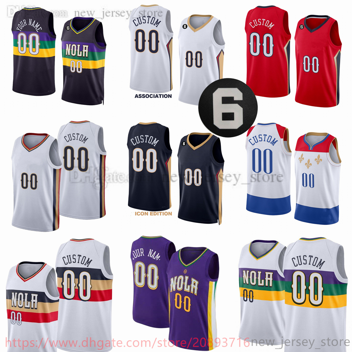 

Custom 2022-23 New Printed Basketball Jerseys 13 Kira Lewis Jr. 25 Trey Murphy III 10 Jaxson Hayes 1 Zion 11 Daniels Williamson 14 Brandon 3 CJ Ingram McCollum 6 patch, Printed (with team logo)