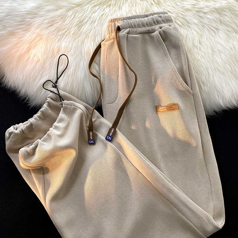 

2022 Casual Sweatpants Men Spring Fall Loose Sweatpants Hip Hop Style Y2211, Beige