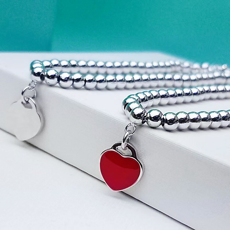 High end Bracelet Necklace Set Heart shaped Bead Chain Fashion Women 18K Gold Fashion Jewelry Original Gift 316L Stainless Steel Factory Wholesal-image-819560475
