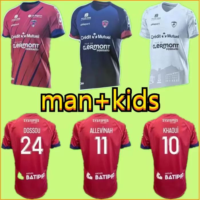 

22 23 MAILLOTS Clermont Foot 63 soccer jerseys 2022 2023 bayo Dossou Allevinah Berthomier Magnin Iglesias TELL home away third jersey footba, 22/23 away
