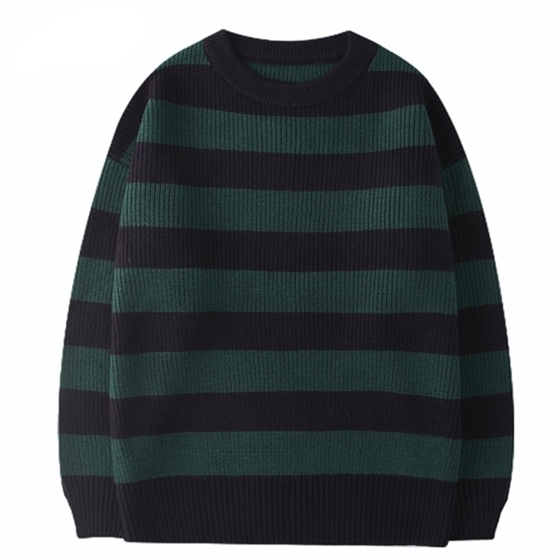 

Men's Sweaters Korean Knitted Sweater Men Women Harajuku Casual Cotton Pullover Tate Langdon Sweater Same Style Green Striped Tops Autumn 221116, White
