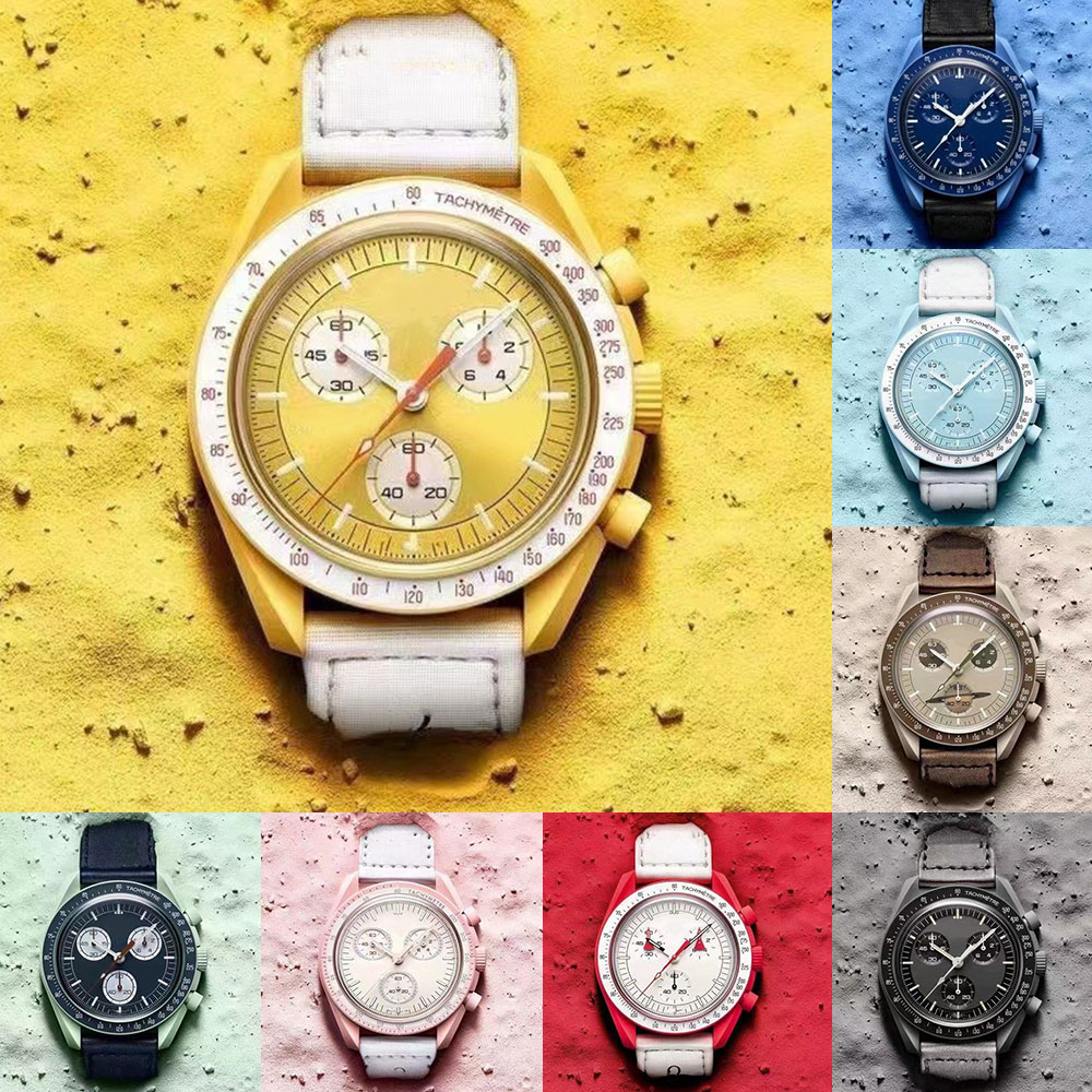 

Bioceramic Planet Moon Mens Watches Full Function Quarz Chronograph Watch Mission To Mercury 42mm Nylon Luxury Watch Limited Edition Master Wristwatches, Box