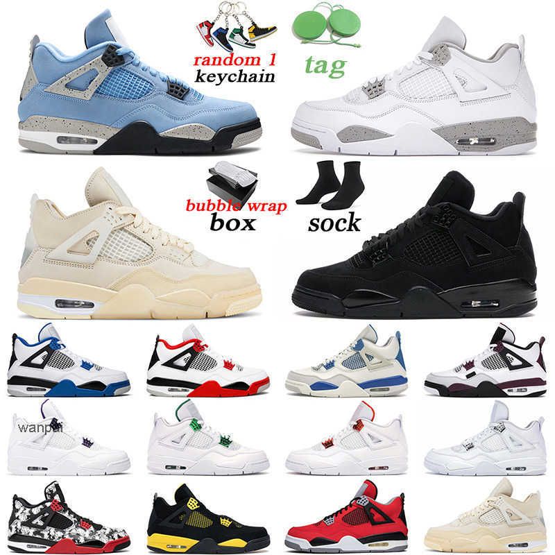 

with Original Box Jumpman 4 Black Cat Men Women Basketball Shoes 4s University Blue Fire Red White Oreo Mens Trainer s Air Jordas Jorden Sho, Rasta