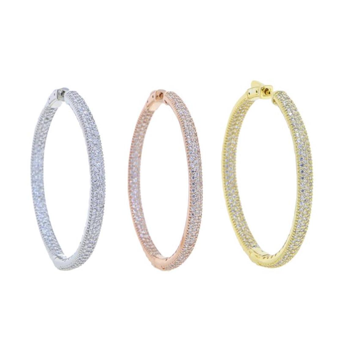 

Summer Fashion Loop Earring Round Circle Micro Pave Cubic Zirconia 50mm Big Hoop Earrings Jewelry For Women Party Wedding Huggie2208999