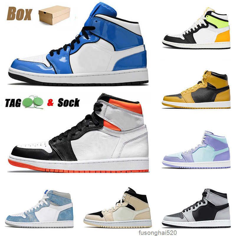 

Wholesale 2021 Arrival Basketball Shoes Signal Blue Electro Orange Pollen Bred Patent Men Women Jumpman 1 1s Dark Mocha Fearless Jordon, D35 high unc patent 36-47