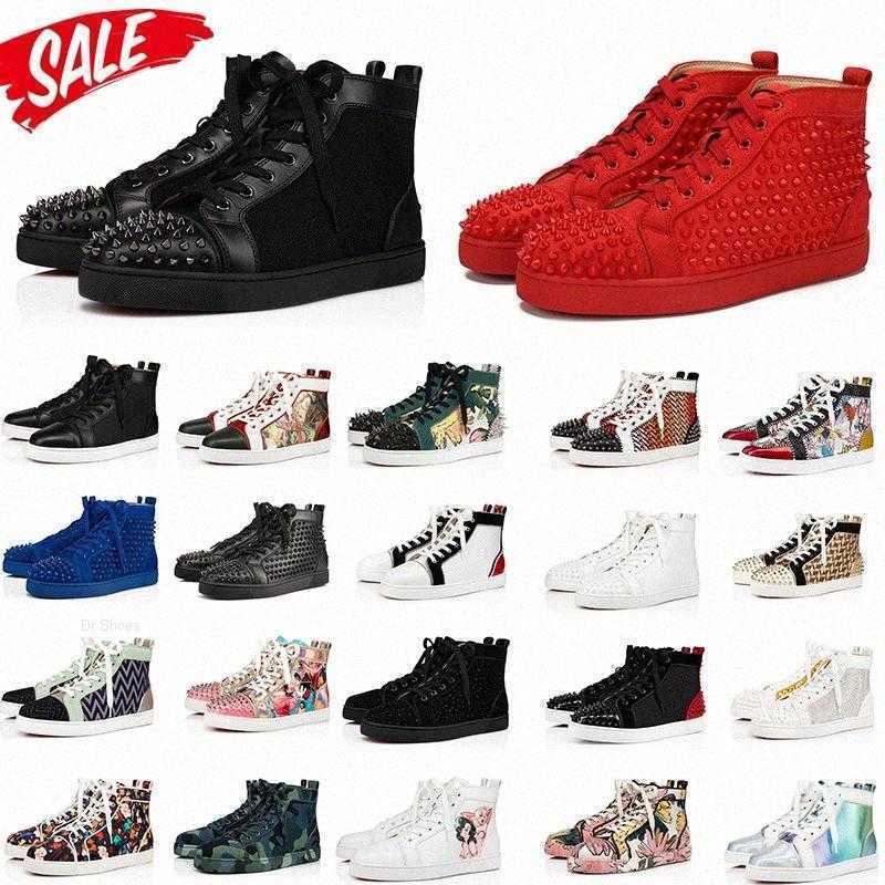 

Designer luxury Christians Red-Bottoms men women shoes genuine leather sneakers studded shoe for top black white spikes casual rivet sneaker, 38