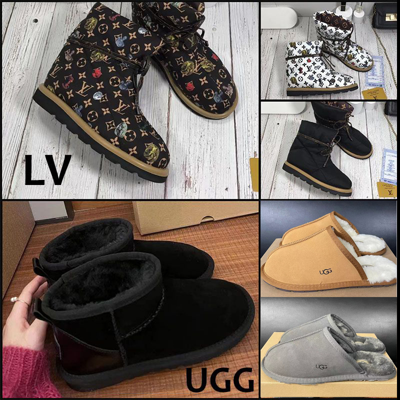 

DUPE L V U-GG Fashion Snow Boots Winter Warm Women's Slippers for Women Designer Boots, #9 [u-gg] coffee