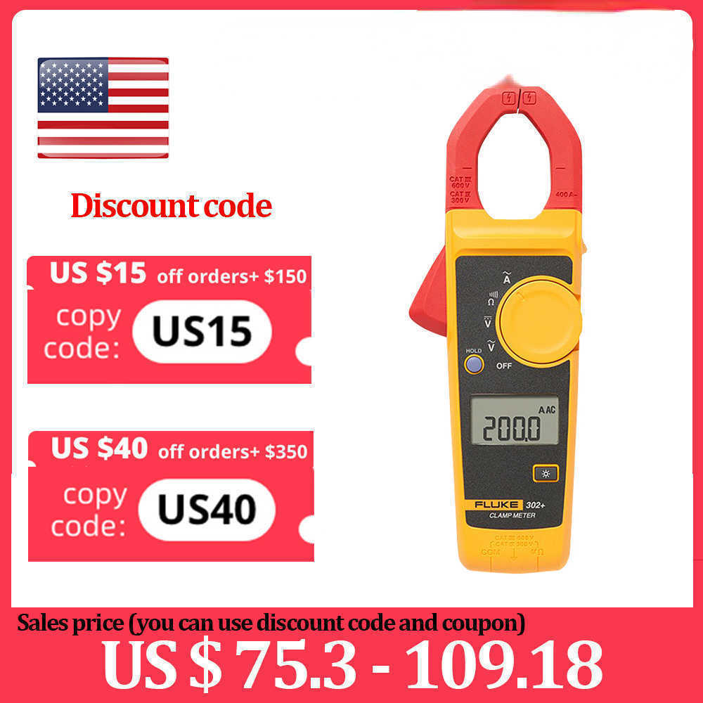 

Fluke 305 303 302 Plus Clamp Meter Professional Digital Multimeter Pliers Ammeter Voltmeter AC DC TRMS Current Voltage Tester