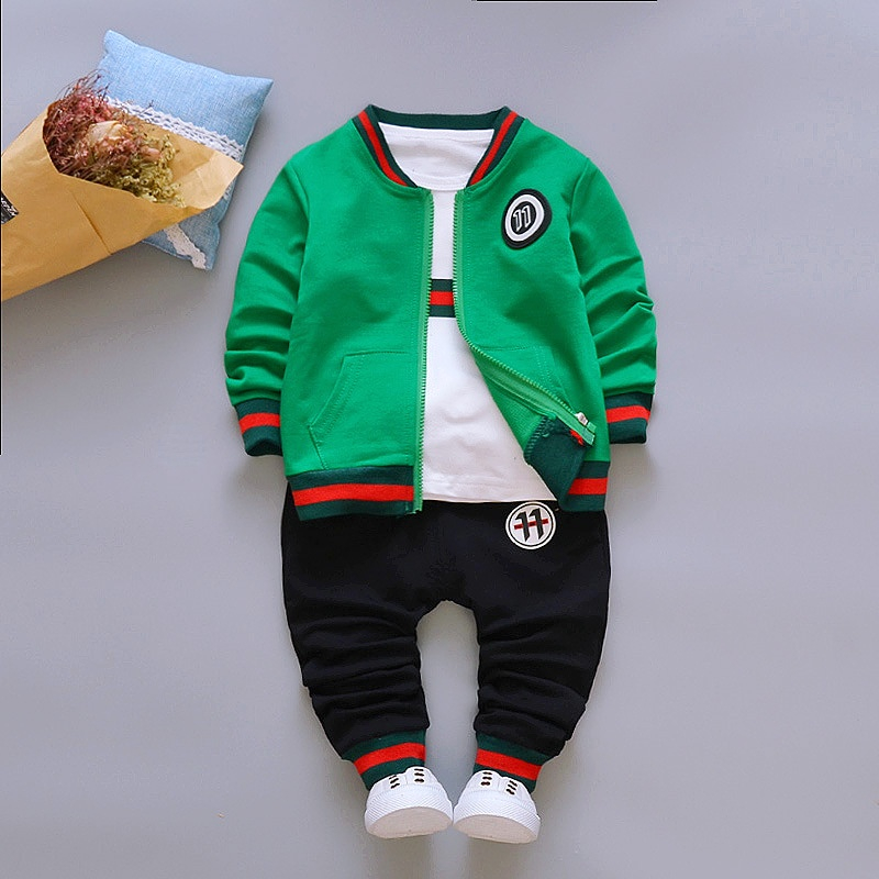 

Kids Boys Clothing Sets Coat jacket T Shirt Pants 3 Pcs Children Sport Suits Baby Boys Clothes Set, Red