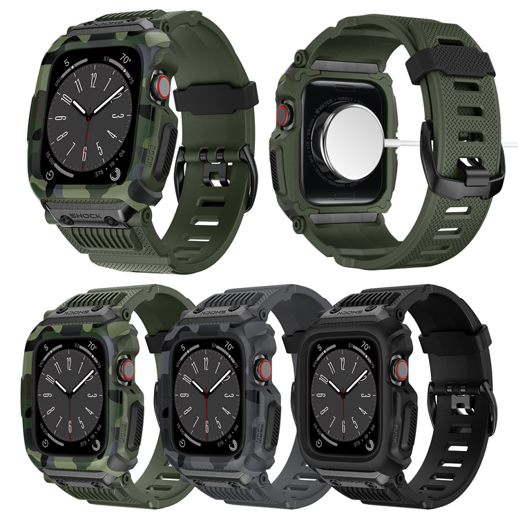 

Shockproof Smart Strap 42mm 44mm 45mm Silicon Watch Bands Sport Series Rugged Case For Apple iWatch Band Series 1 2 3 4 5 6 7 8 SE