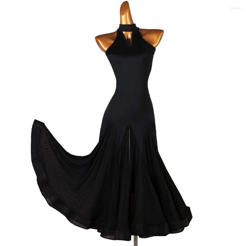 

Stage Wear Black Standard Ballroom Dress Women Waltz Dance Modern Costumes Flamenco
