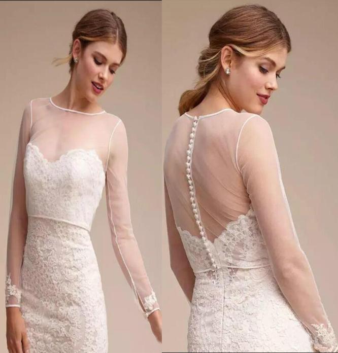 

White Tulle Long Sleeve Bridal Bolero Ivory Wedding Jacket Transparent Custom Made Appliques Bridal Party Coat3642474
