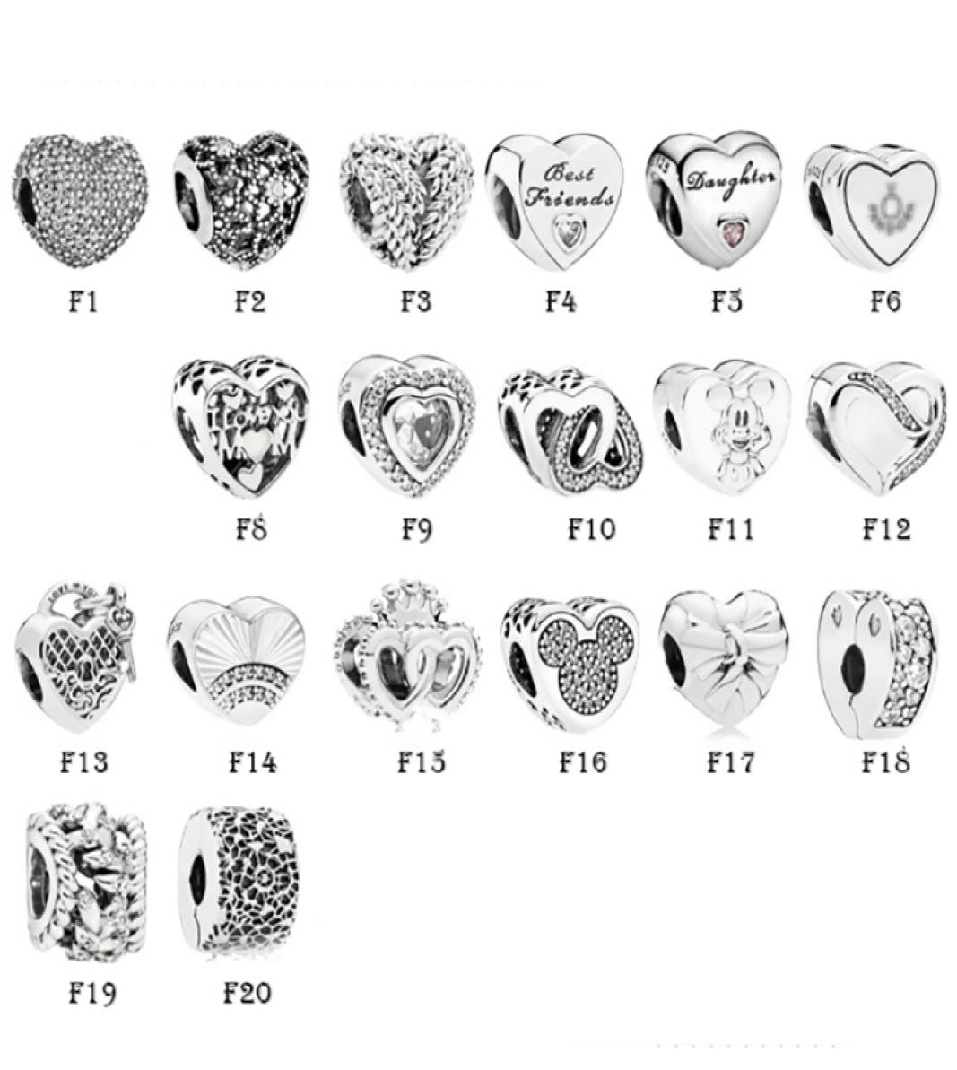 

NEW 925 Sterling Silver Fit Pandora Charms Bracelets Love Heart Daughter Friend Mouse Lock Crown Bow Charm for European Women Wedd8731299