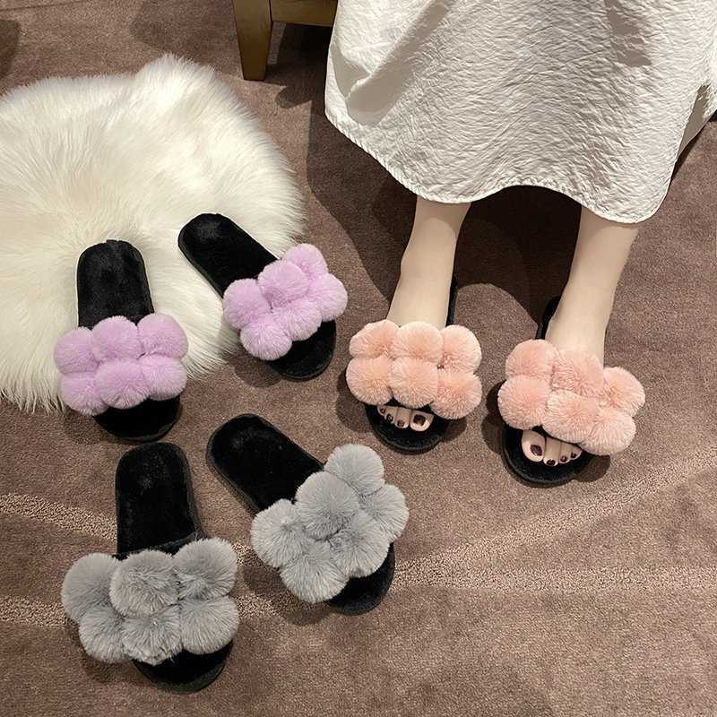 

Slippers Other Home Garden Colorful Wool Ball Slippers for Women in Autumn and Winter 2023 0930, Gray-36-37