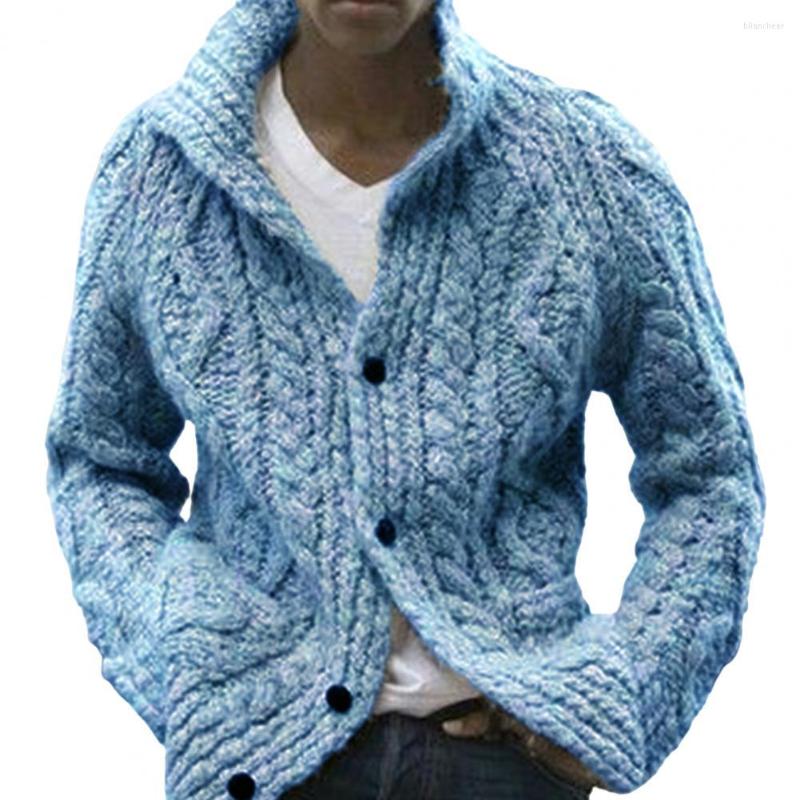 

Men's Sweaters Trendy Fall Sweater Coat Elastic Men Buttons Long Sleeves Pockets Keep Warm, Beige