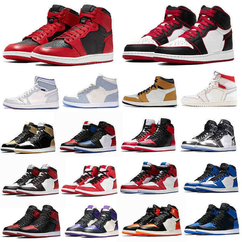 

1 High Og Basketball Shoes 1s Mid Chicago Royal Toe Black Metallic Gold Pine Green Black Unc Patent Men Women Sneakers Trainers Size 36-48 j, 31