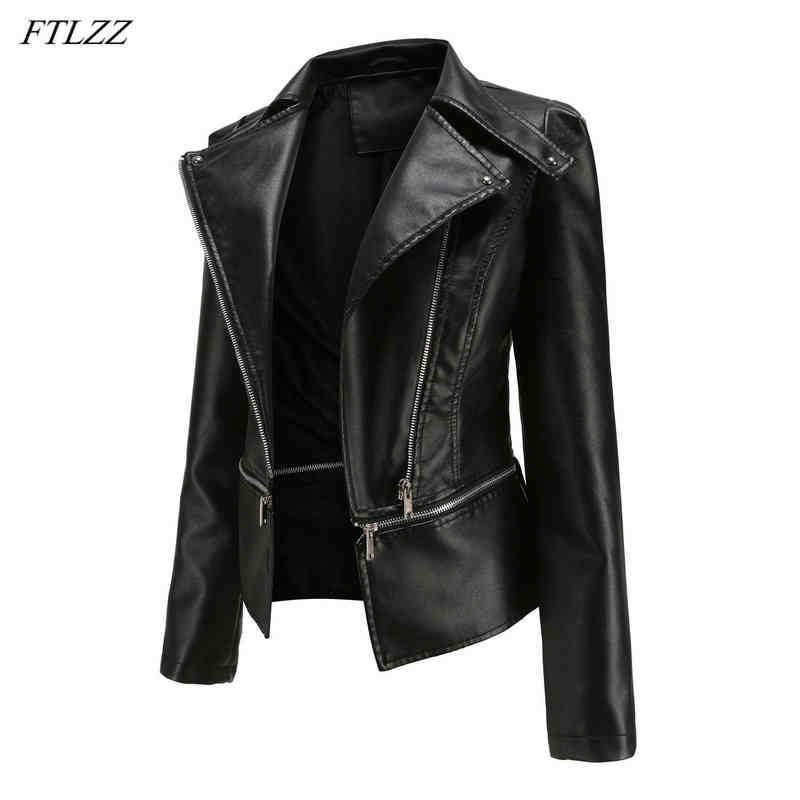 

Ftlzz Spring Autumn Adjustable Zoom Faux Leather Short Jacket Women Black Zipper Pu Leather Jacket Motorcycle Biker Slim Outerwear J220727, Camel