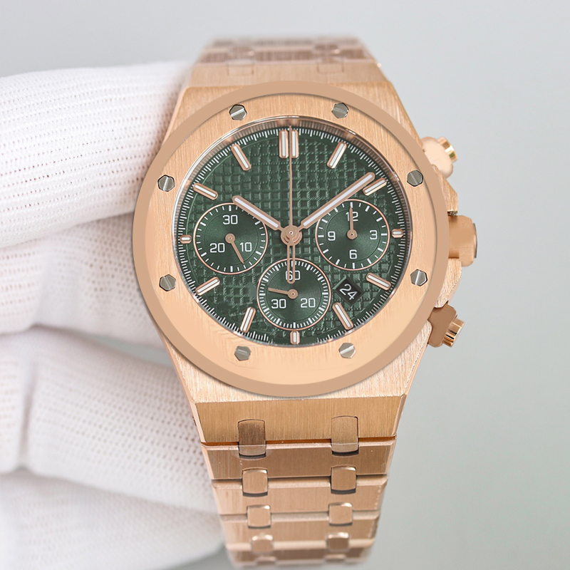 Designer A Gold Montre pour hommes Super Long Quartz Montres-bracelets 41mm Bracelet en acier inoxydable Miroir saphir lumineux Luxe Auto Date Mo