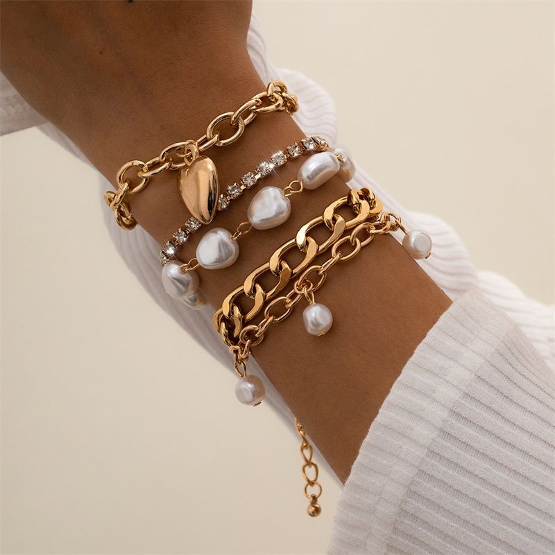 

Bangle Bracelet designed jewerly Shaped imitation pearl retro Baroque bracelet woman