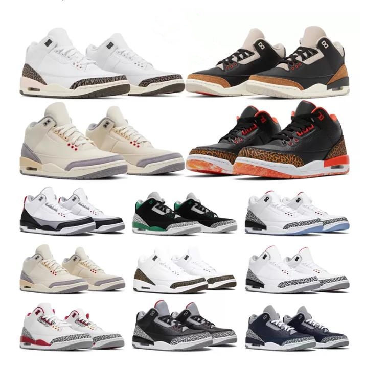 

Jumpman 3 Retro Basketball Shoes Men Women 3s Fire Red Cardinal Dark Iris Pine Green Cool Grey UNC Black Cement Mens Trainers Sport Sneakers, 16