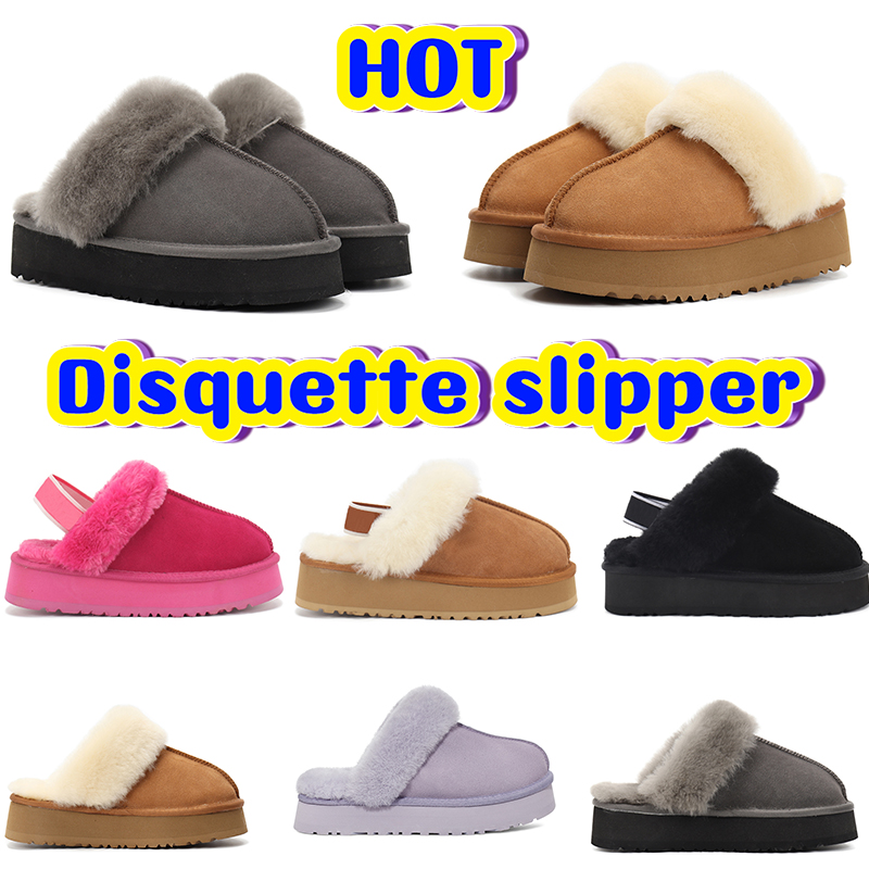 

New Australia platform Slippers Women Fur Slides Disquette Shearling Slipper Designer men women shoes winter Snow Boots ultra Mini boot warm Suede wool sandals, Bubble wrap packaging