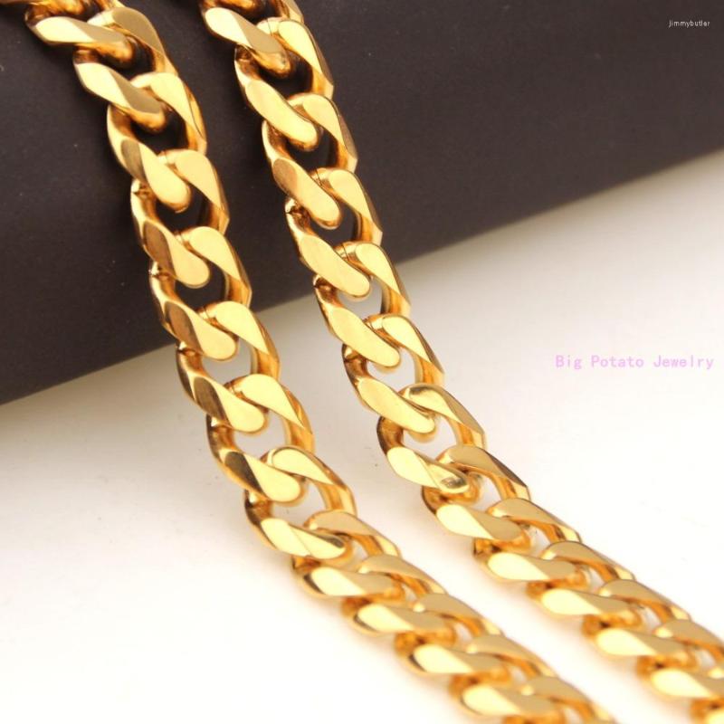 

Chains Unique 5mm Yellow Gold Tone Cuban Curb Link Chian Stainless Steel Charming Men's Necklace Chain Jewelry 16-40inch Custom Size