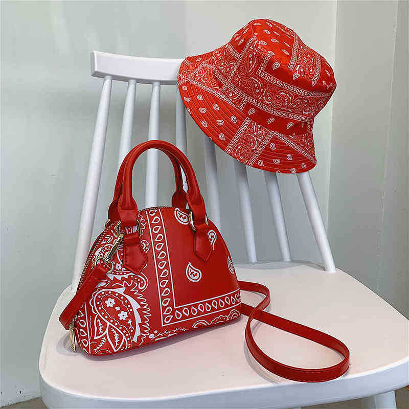 

Marc Tote Bag Evening s Totes Women Set New Fashion Bandana Crossbody Small Handbags for Ladies Cashew Flower Bucket Hats and Purse 220922, Colour1