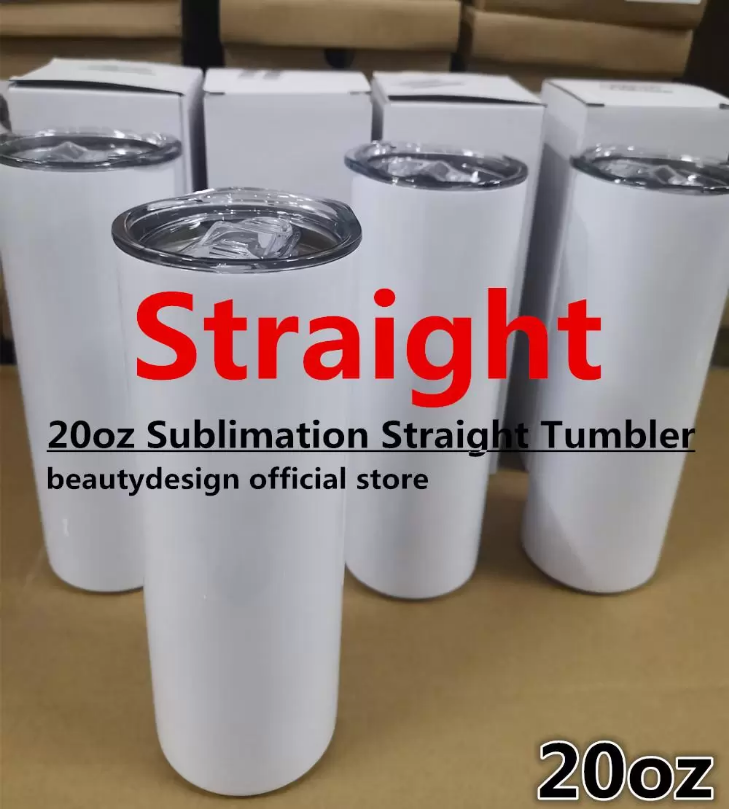 

2 Days Delivery 50pcs/Carton Mugs Sublimation Blanks Straight Tumbler 20 oz Stainless Steel Double Wall Insulated Slim Water Tumbler Cup with Lid and Straw SS1116, White
