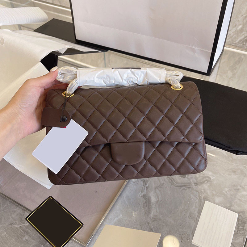 

Classic Double Flap Lambskin Designer Bags Quilted Matelasse Chain Crossbody Shoulder Gold Turn Lock Purse Large Capacity Outdoor Sacoche Handbags 25CM, Box