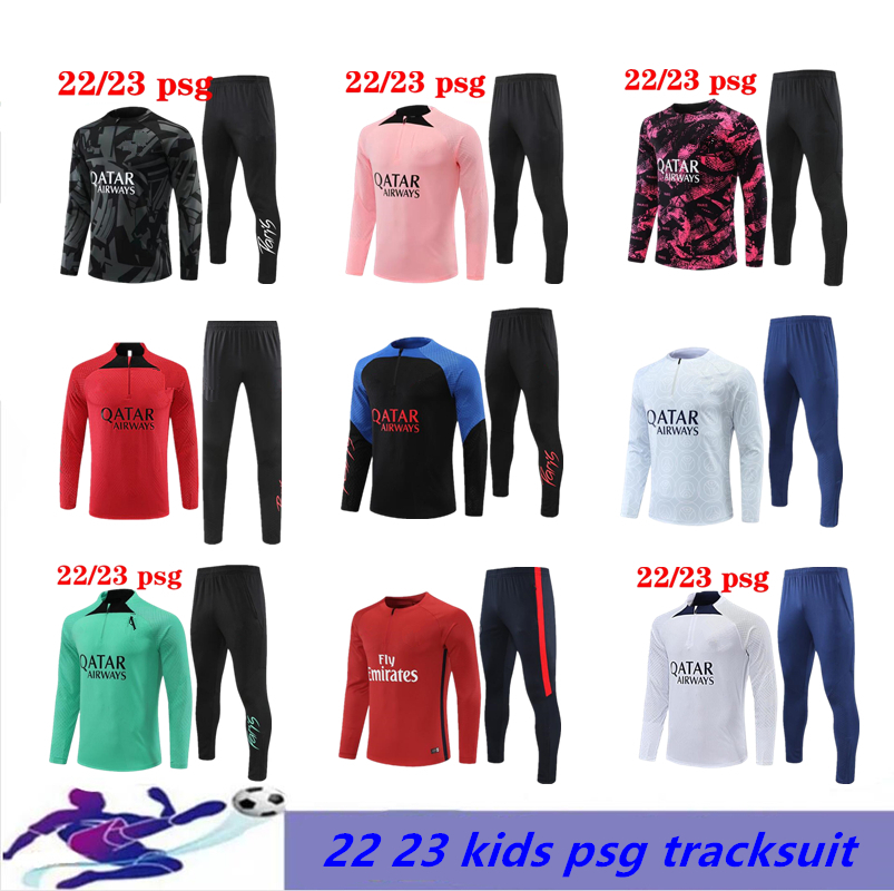

22 23 Kids psgs tracksuit 2022 2023 MBAPPE training. long sleeve Football soccer Jersey kit uniform chandal Jogging training suit