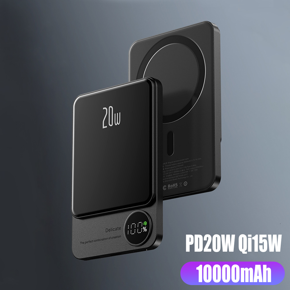 

Wireless Chargers 10000mAh Macsafe Powerbank Magnetic Power Bank Charger Mini Slim External Auxiliary Spare Battery For 12 13 14 221114