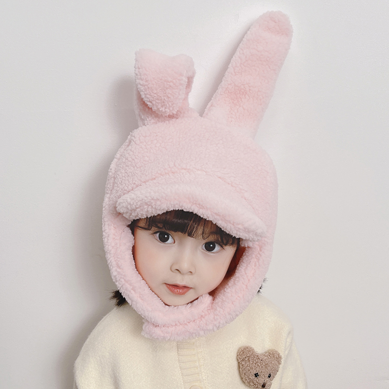 

INS Kids faux fur hats children cut Rabbit ears fleece hats 2022 winter boys girls warm Ear Muff beanie cap A9349, Tan