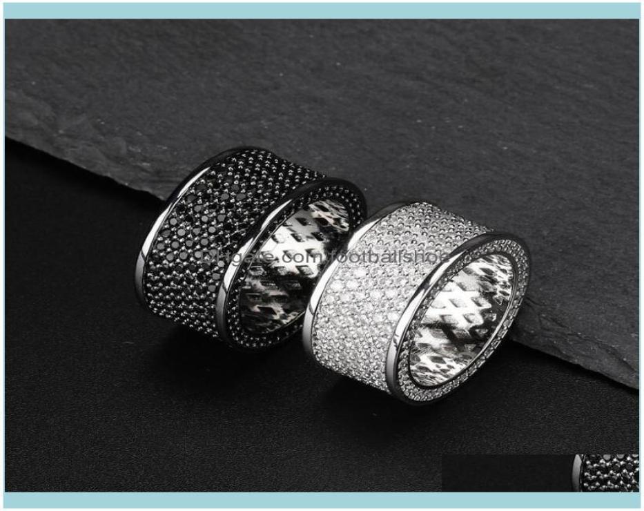 

Band Rings Jewelryiced Out Black For Men Women Luxury Designer Bling Diamond Flash Gold Sier Copper Zircon Couple Lover Ring Jewel1103260