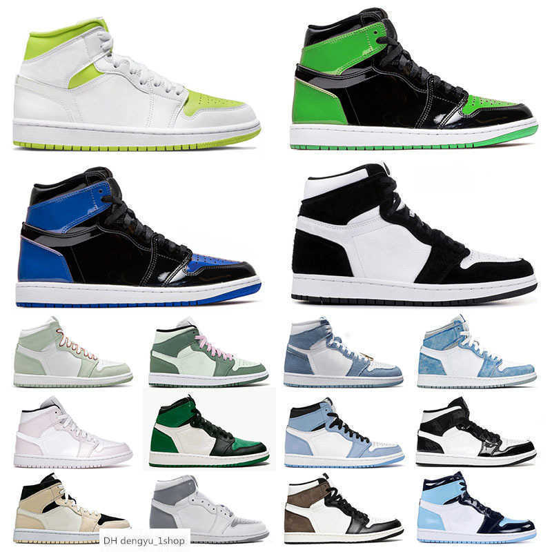 

Basketball Shoes Jumpman 1 1s Mens Womens Designer White Lime High Denim Panda Mocha Patent Mid Carbon Fiber Dutch Green Sports S designer shoe OG, A4 36-46 panda