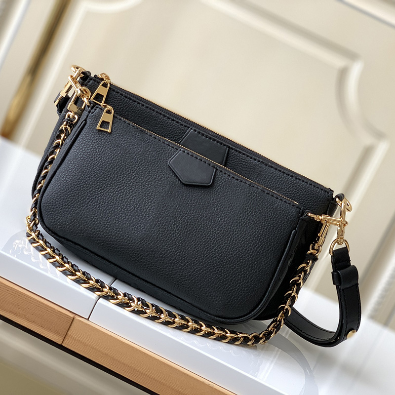 

Classic crossbody bag multi pochette clutch Leather 2 in 1 design Womens Embossed Letter Chain shoulder fashion bags detachable Handbag, Box