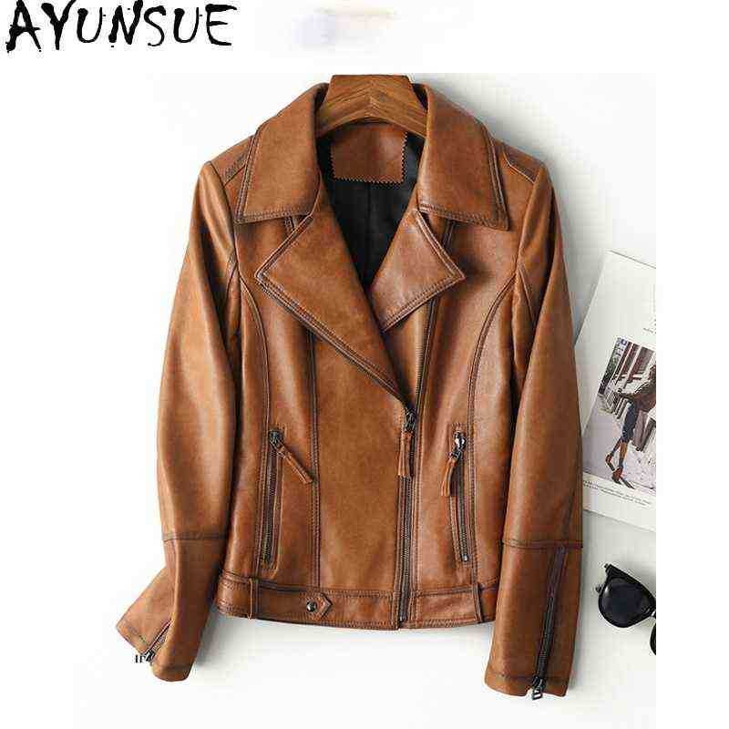 

Ayunsue Real Sheepskin Jackets Woman Real Leather Jackets Women New Short Korean Outerwear Autumn Chaqueta Cuero Dama SQQ09 J220727, Yellow