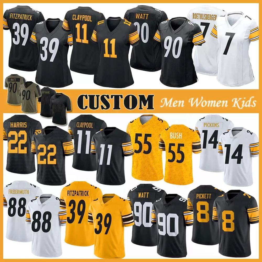 

Jersey Wholesale Custom Pittsburgh''Steelers''8 Kenny Pickett George Pickens Men Football T.J. Watt Najee Harris Chase Claypool Mitchell Tru, Shown1