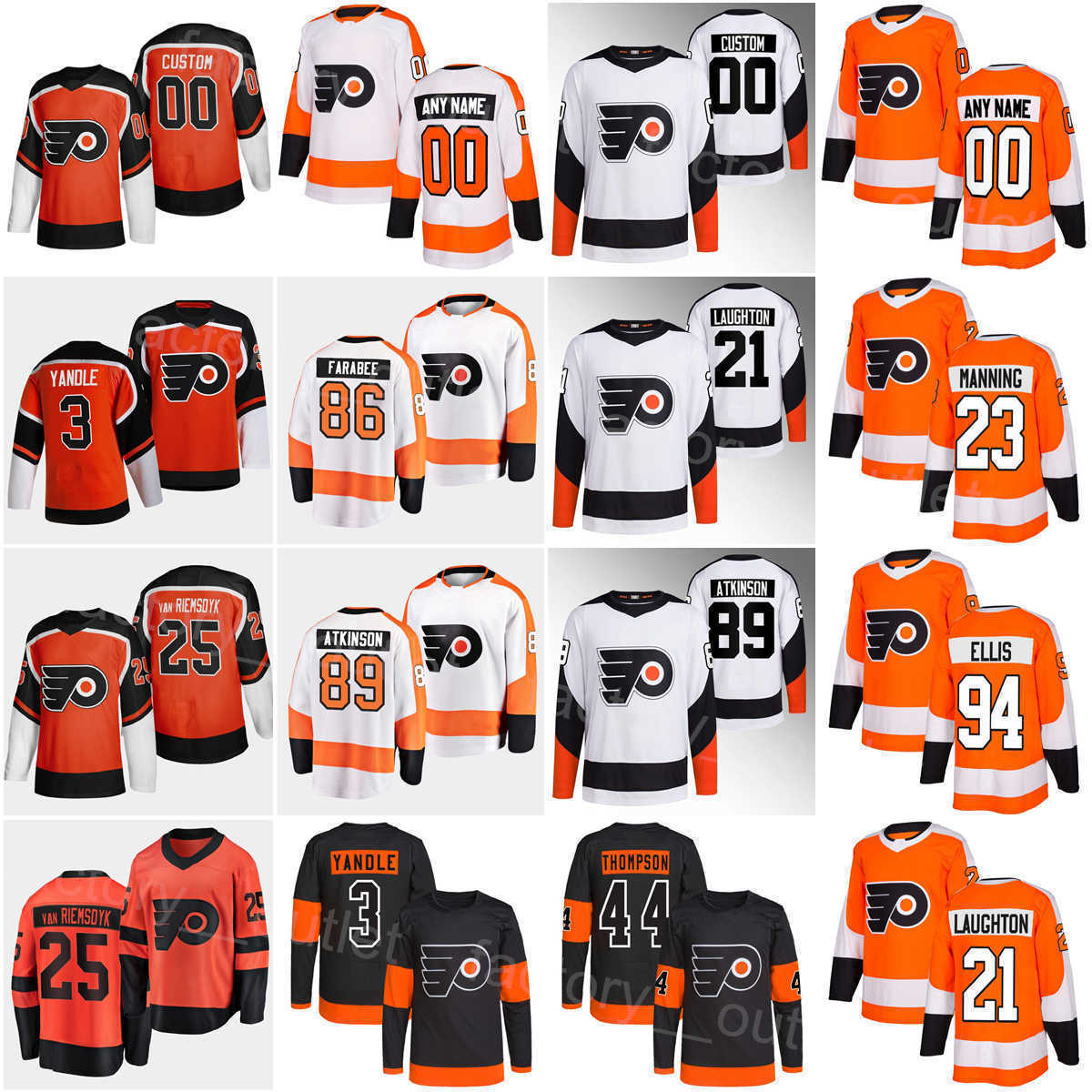 

Reverse Retro Philadelphia Hockey Flyer 3 Keith Yandle Jersey''Nhl''94 Ryan Ellis 44 Nate Thompson 25 James van Riemsdyk Travis Sanheim Oskar, Orange