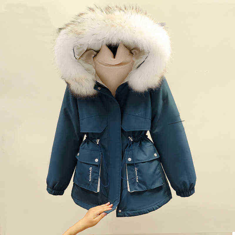 

Winter Women Fleece Jacket 2021 New Casual Thick Warm Fur Inside Hooded Parka Jackets Female Pocket Snow Fur Jackets J220727, Black
