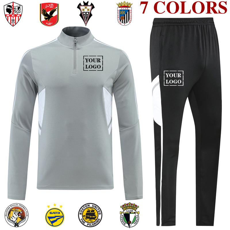 

Casual Men's Tracksuits soccer training sets jackets pants Personal Group Custom Printed celtik FC Burgos CF BATE Borisov Badajoz Boston Al Ahly SC ajaccio size S-2XL, Gray