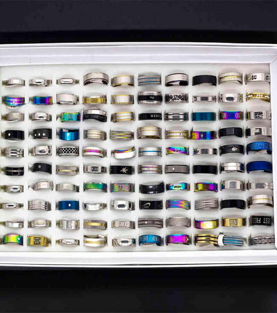 

Lots Bulk Whole 50pcs Women Rings Set Stainless Steel Gold Sier Couple Black Ring Men Jewelry Gift Wedding Band Party Dropship6011099