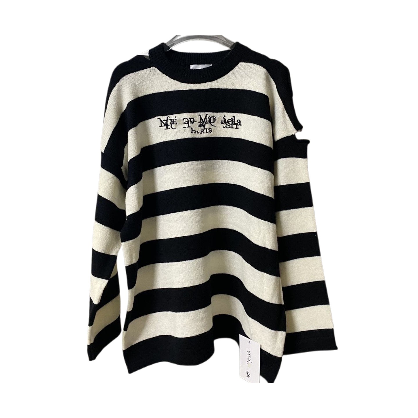 

Margiela Majella knitted sweater overlap embroidery lazy loose stripes new, Multi