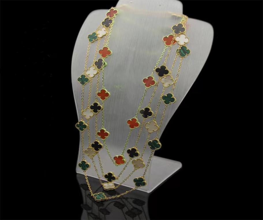 

Highend luxury 10 flower Choker fourleaf clover necklace Fashion boutique woman necklace designer 316L titanium steel plated 18K2719854