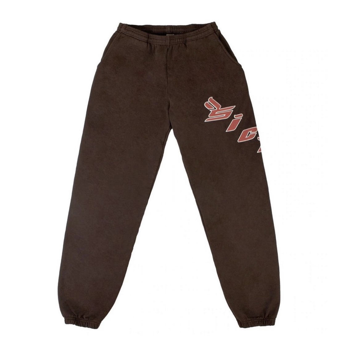 

Brown Red Letter Print High Street Drawstring Pants Autumn Winter Pants Plus Size