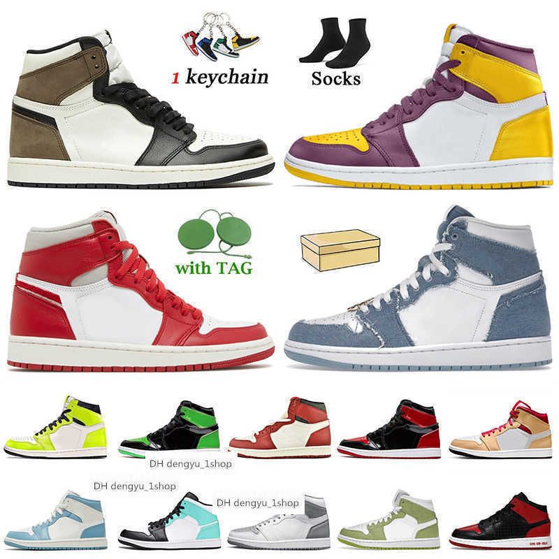 

Jumpman 1 1s High Basketball Shoes Offs 2022 Denim Newstalgia Chenille Women Mens Trainers White Chicago Reimagined Patent Bred Jorda, A48 green python 36-46