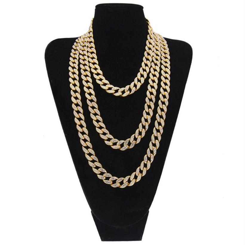 

Hip Hop Bling Fashion Chains Jewelry Mens Gold Silver Miami Cuban Link Chain Necklaces Diamond Iced Out Chian Necklaces291B2672