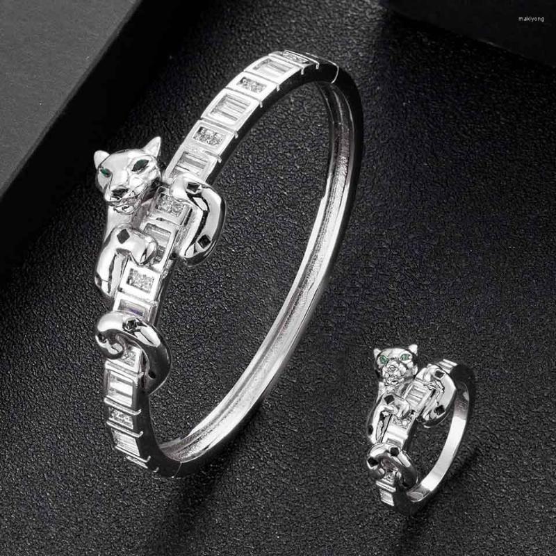 

Necklace Earrings Set Zlxgirl Jewelry T Shape Cubic Zircon Leopard Bangle With Ring Sets Of Women Bridal Bijoux Animal Bracelet Aneis, Picture shown
